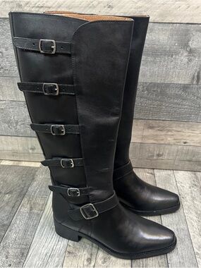 Free People Black Women's Knee-High Buckle Riding Boots 6.5